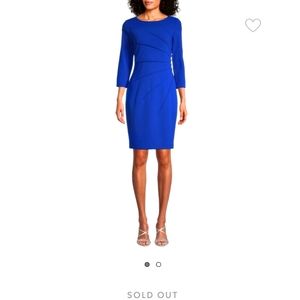 Calvin Klein Cobalt Blue Pleated Sheath Dress